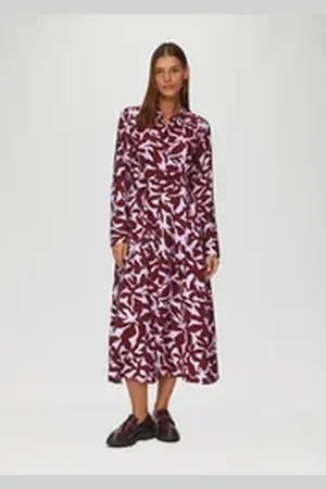 QS by s.Oliver Maxikleid Midi-Kleid aus Viskose mit Eingrifftaschen rot 44