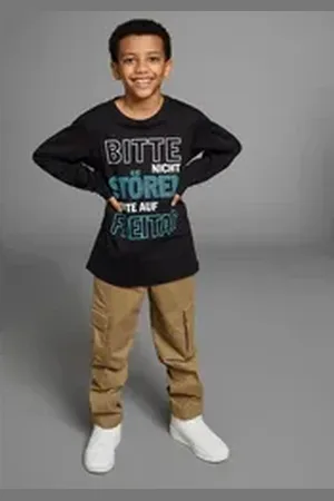 Kidsworld Langarmshirt Bitte nicht stören... Langarm, Basic-Passform, bedruckt, Rundhalsausschnitt schwarz 152/158