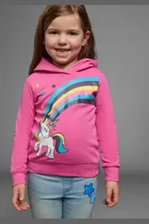 Kidsworld Langarmshirt EINHORN Regenbogen Langarm, Basic-Passform, bedruckt, aus Baumwolle rosa 140/146