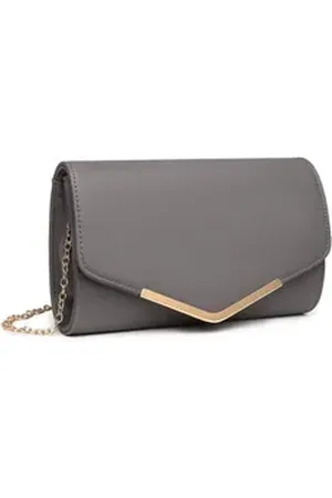 MISS LULÙ Abendtasche Damen Clutch – Elegante Mini Abendtasche mit Kette für Party, Hochzeit grau