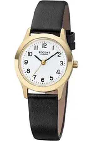 Regent Quarzuhr W0189 - 7565.39.19, Armbanduhr, Damenuhr, Lederarmband, analog schwarz
