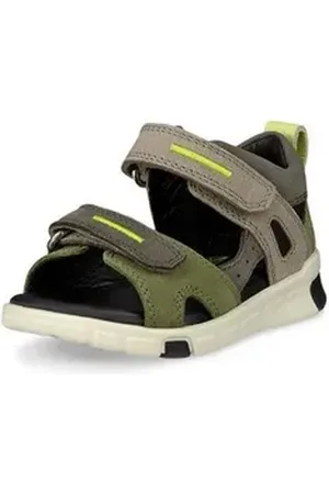 Ecco MINI STRIDE SANDAL Lauflernschuh, Sandale, Sommerschuh, Urlaubschuh mit Klettverschlüssen grün 27 EU