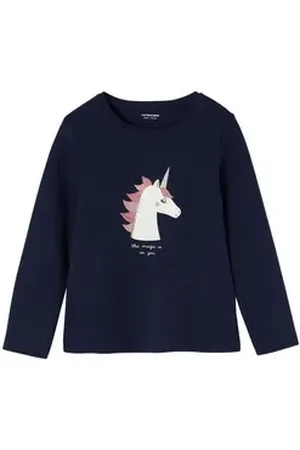 Vertbaudet Langarmshirt Mädchen Shirt 3D-Applikation blau 92/98