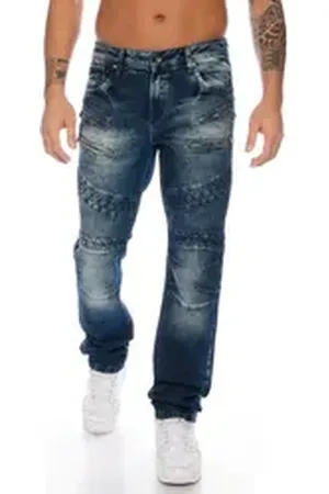 Cipo & Baxx Regular-fit-Jeans Herren Jeans Hose mit extravagantem Nahtdesign Zierreißverschlüsse auf der Vorderseite 34
