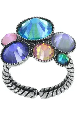 Konplott Fingerring Ring Water Cascade Glam multi antik Silber grün