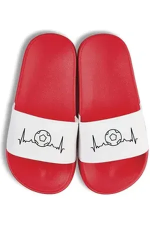 Youth Designz Heartbeat Fußball Kinder Badelatschen Flip Flops Badeschuh mit lustigem Motiv rot 32