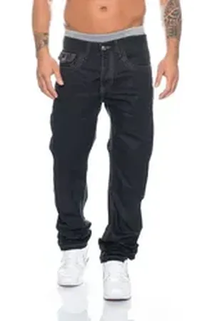 Cipo & Baxx Regular-fit-Jeans Herren Jeans Hose mit stylischen Applikationen und gewachster Waschung Dicke Nähte 40