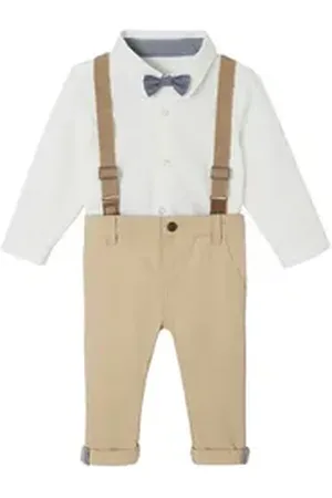 Vertbaudet Hose & Shorts Festliches Baby-Outfit, 4 Teile 4er-Pack beige 62