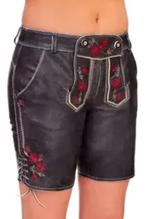 SPIETH & WENSKY Lederhose Trachtenlederhose Damen - FAYOLA - schwarz schwarz 32