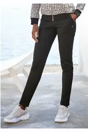 Lascana Loungepants mit modischem Umschlagsaum, Loungeanzug schwarz 32/34