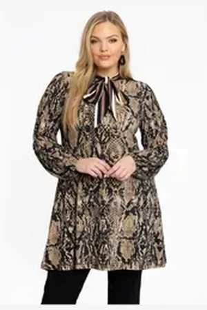 Yoek Tunika Damen Tunika Große Größen braun 38/40