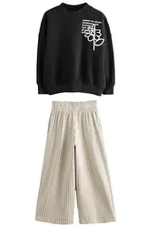 Next Sweatanzug Sweatshirt mit Grafik und gestreifte Hose im Set (2-tlg) schwarz 98 (3 J.)
