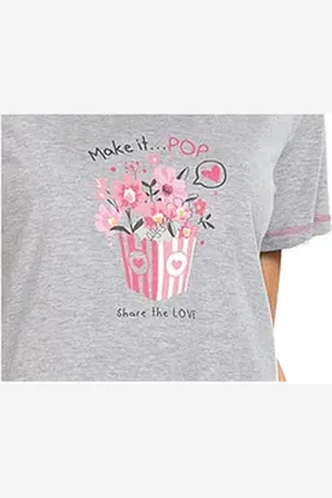 Comtessa Nachthemd Comte Kids (Set, 1-tlg., 1-teilig) Mädchen Sleepshirt Pyjama Kurzarm Baumwolle grau|lila 164
