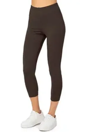 Merry Style Leggings Caprihose Damen 3/4 Hose MS10-199 (1-tlg) aus Baumwolle braun XL