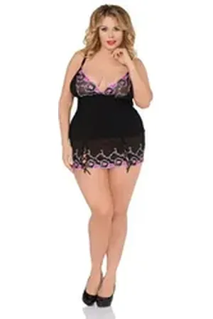 Andalea Negligé Negligee in schwarz/pink - 38/40 schwarz 38/40