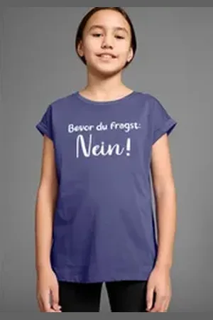 Kidsworld T-Shirt Bevor Du fragst: NEIN! Kurzarm, mit Print, Rundhalsausschnitt blau 128/134