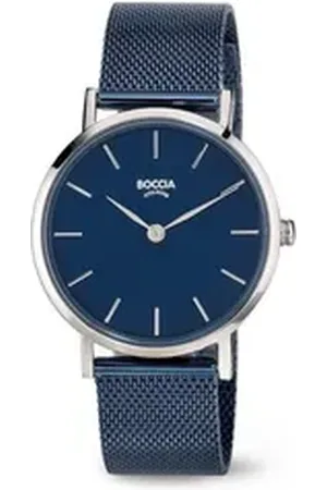 Boccia Titanium Boccia Automatikuhr Boccia Damen-Uhr 3281-07 Titan mit Milanaiseband blau blau