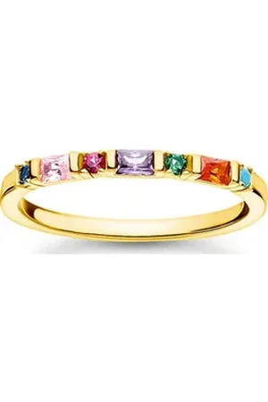 Thomas Sabo Fingerring Damen-Damenring 925er Silber Farbstein, Glasstein bunt 52