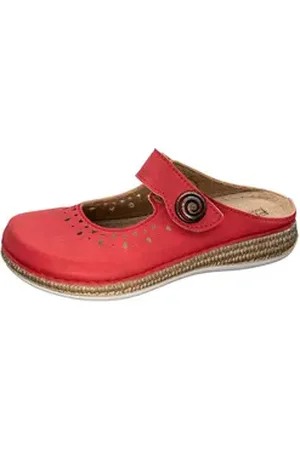 Fischer Markenschuh Tanja Pantolette aus Vegano (Lederimitat), mit Fleecefutter, mit gepolsterem Lederfußbett rot 37 EU