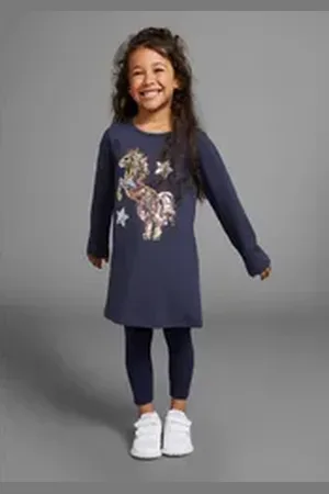 Kidsworld Langarmshirt PFERD Langarm, ausgestellter Schnitt, bedruckt, Rundhalsausschnitt blau 104/110