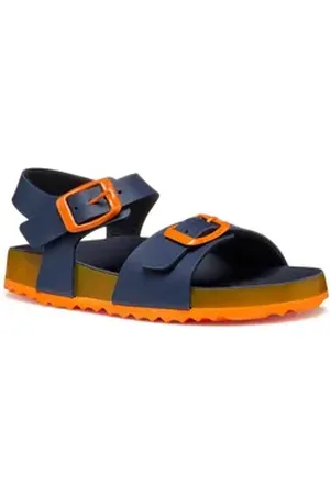 Geox J GHITA BOY Sandale, Sommerschuh, Schnallenschuh mit Fußbett blau|orange 37 EU