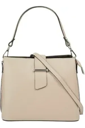 Cluty Henkeltasche, echt Leder, Made in Italy beige|braun