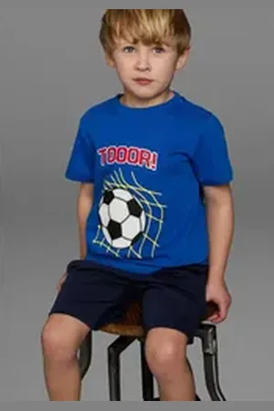 Kidsworld T-Shirt Fußball-Print: TOOOR Kurzarm, Basic-Passform, mit Statements/Sprüchen blau 104/110