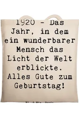 Mr. & Mrs. Panda Tragetasche 1920 Geburtstag - Transparent - Geschenk, Alles Gute, Strandtasche, T (1-tlg), Cross Stitching Griffe