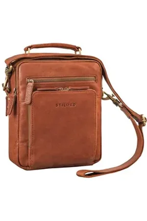 STILORD Schultertasche "Nelio" Stilvolle Umhängetasche Herren Leder für 10,1 Zoll Tablet braun