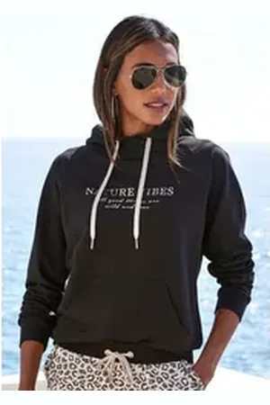 Lascana Hoodie mit Kängurutasche, Loungeanzug schwarz 40/42