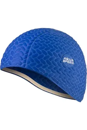 Aquaspeed Badekappe Bombasic / Bombastic TIC TAC (Schwimmkappe für Aqua Fitness), Elastische Aqua Fitness Schwimmhaube blau