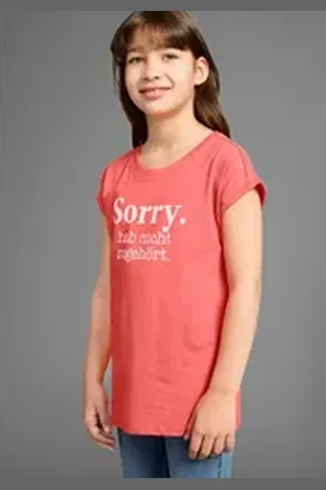 Kidsworld T-Shirt Sorry. hab nicht zugehört. Kurzarm, bedruckt, Rundhalsausschnitt, aus Baumwolle rosa 152/158