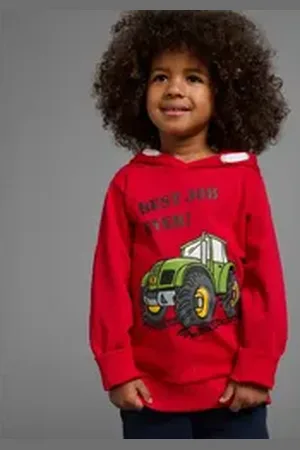 Kidsworld Kapuzensweatshirt BEST JOB EVER! Kapuzensweatshirt mit Traktor-Print rot 104/110