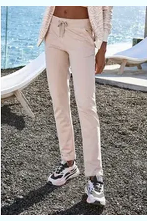 Lascana Loungepants mit modischem Umschlagsaum, Loungeanzug beige 40/42