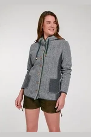 SPIETH & WENSKY Trachtenstrickjacke Walkjacke Wilhelmina mit Herzstickerei Stickerei grau 42