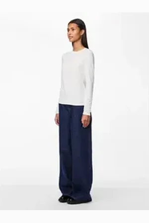 Pieces® Langarmshirt PCMARIA (1-tlg) Plain/ohne Details weiß M