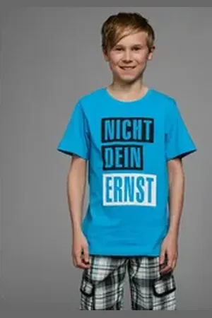Kidsworld T-Shirt mit Spruch: NICHT DEIN ERNST Kurzarm, Basic-Passform, mit trendigem Aufdruck blau 164/170