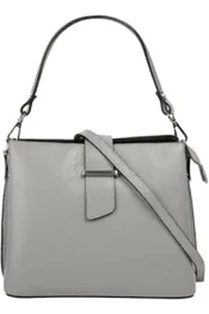 Cluty Henkeltasche, echt Leder, Made in Italy grau