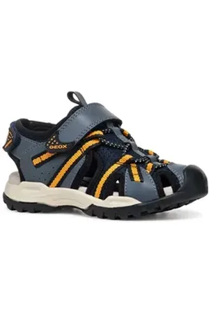 Geox J BOREALIS BOY Sandale, Trekking Sandale, Klettschuh mit zusätzlichem Fersen-Klettverschluss blau|orange 37 EU