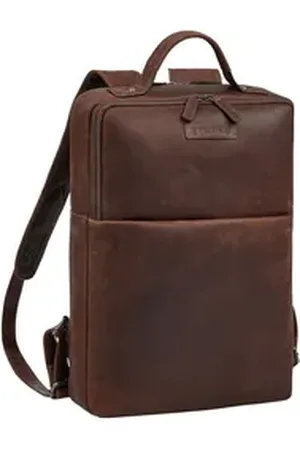 STILORD Notebook-Rucksack "Noé" schmaler Leder Laptoprucksack 14 Zoll im Vintage-Look braun