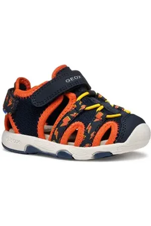Geox B SANDAL MULTY BOY Sandale, Babyschuh, Sommerschuh, Trekking Schuh mit Klettverschluss blau|orange 21 EU