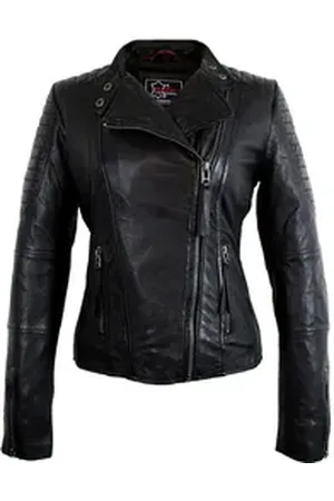 MDM Bikerjacke Damen Biker Lederjacke aus Lamm Nappa Leder Leichte Frauen Sommer Lederjacke rot XL