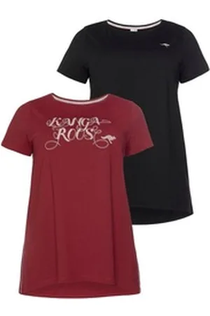 KangaROOS Longshirt (Packung, 2-tlg., 2er-Pack) Kurzarm, figurumschmeichelnde Passform bunt|rot|schwarz 52/54