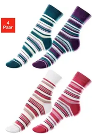Lavana Socken (Packung, 4-Paar) mit Ringelmuster bunt|lila 39-42