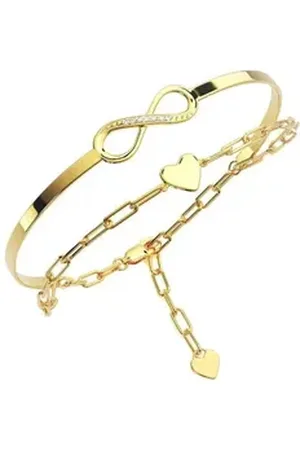 Amoonic Armband Damen Infinity Armband Sterling Silber 925 mit Zirkonia Silberarmband (inkl. Schmucktäschchen), Armband Silber, Gold Rosegold vergoldet Armkette und Armreif in einem goldfarben