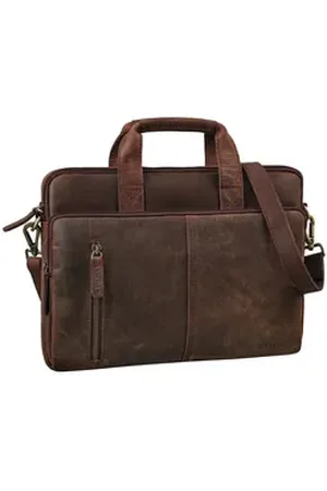 STILORD Laptoptasche "Raihn" Leder Umhängetasche Herren 13.3 - 14 Zoll braun