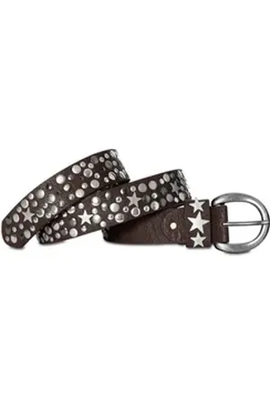 CASPAR Nietengürtel GU249 Damen Vintage Nietengürtel mit Nieten und Sternen braun 90