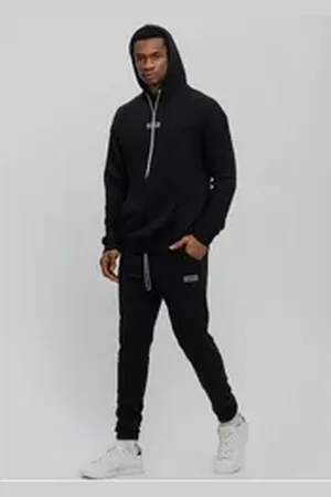Tom Barron Jogginganzug mit Hoodie, und Label-Stickerei schwarz s