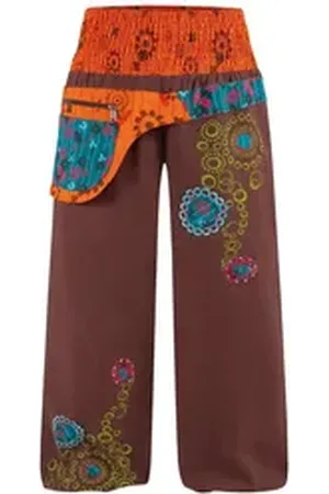 Kunst und Magie Haremshose Damen IBIZA Strandhose Wellnesshose Pluderhose in verschiedenen Farben braun XXL