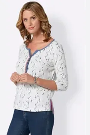 Ambria Witt T-Shirt Print-Shirt blau|weiß 46